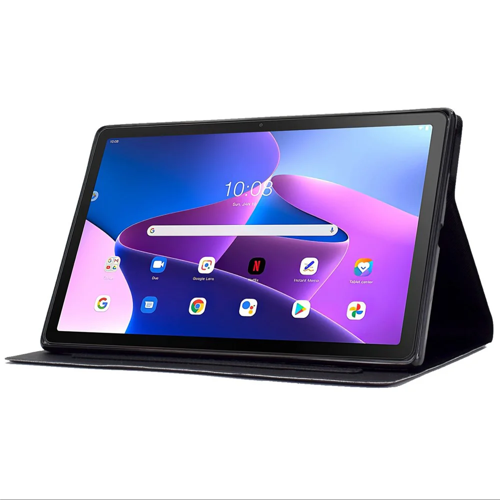 PU Leather Tablet Case for Lenovo Tab M10 (Gen 3) TB-328FU / TB-328XU, Pattern Printing Card Holder Shockproof Cover with Adjustable Stand - Be Happy - Image 3