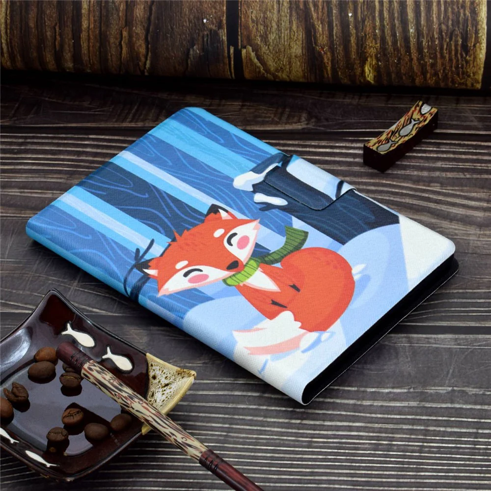 PU Leather Tablet Case for Lenovo Tab M10 (Gen 3) TB-328FU / TB-328XU, Pattern Printing Card Holder Shockproof Cover with Adjustable Stand - Fox - Image 6