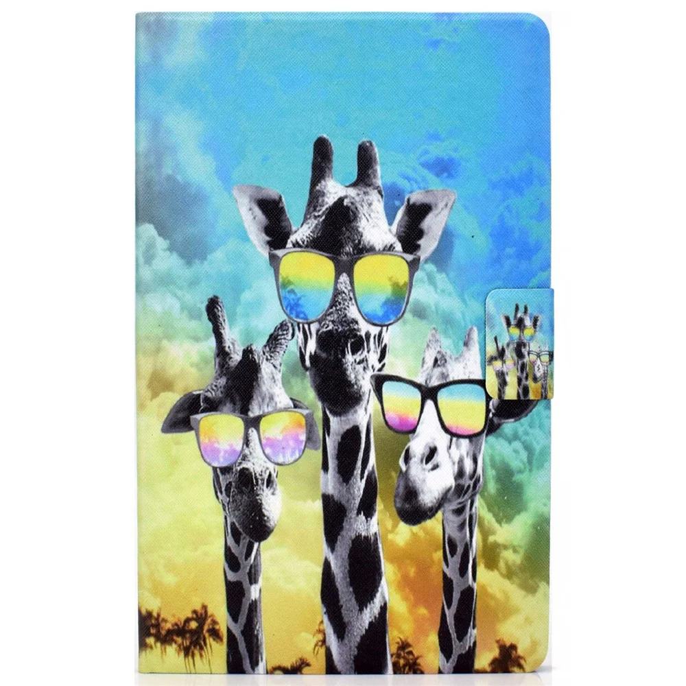 PU Leather Tablet Case for Lenovo Tab M10 (Gen 3) TB-328FU / TB-328XU, Pattern Printing Card Holder Shockproof Cover with Adjustable Stand - Giraffe with Glasses - Image 7