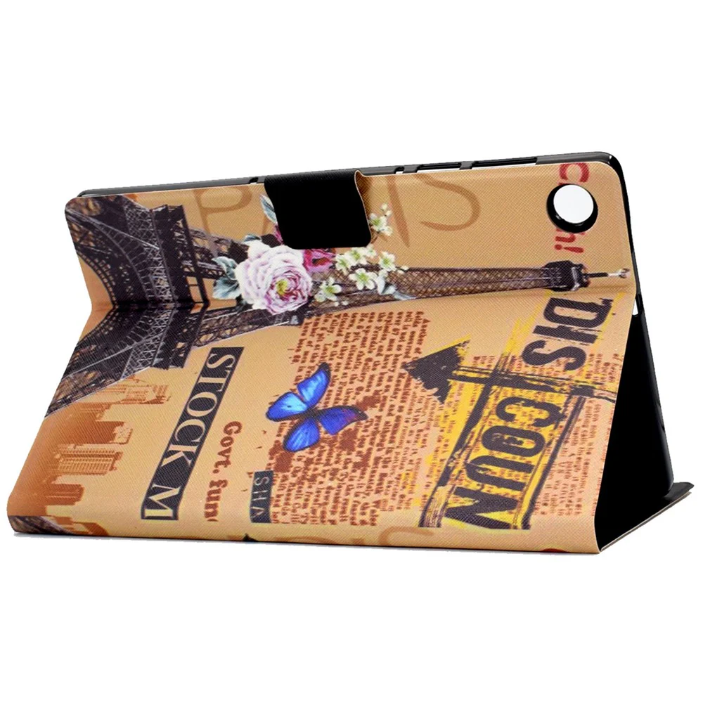 PU Leather Tablet Case for Lenovo Tab M10 (Gen 3) TB-328FU / TB-328XU, Pattern Printing Card Holder Shockproof Cover with Adjustable Stand - Tower - Image 5