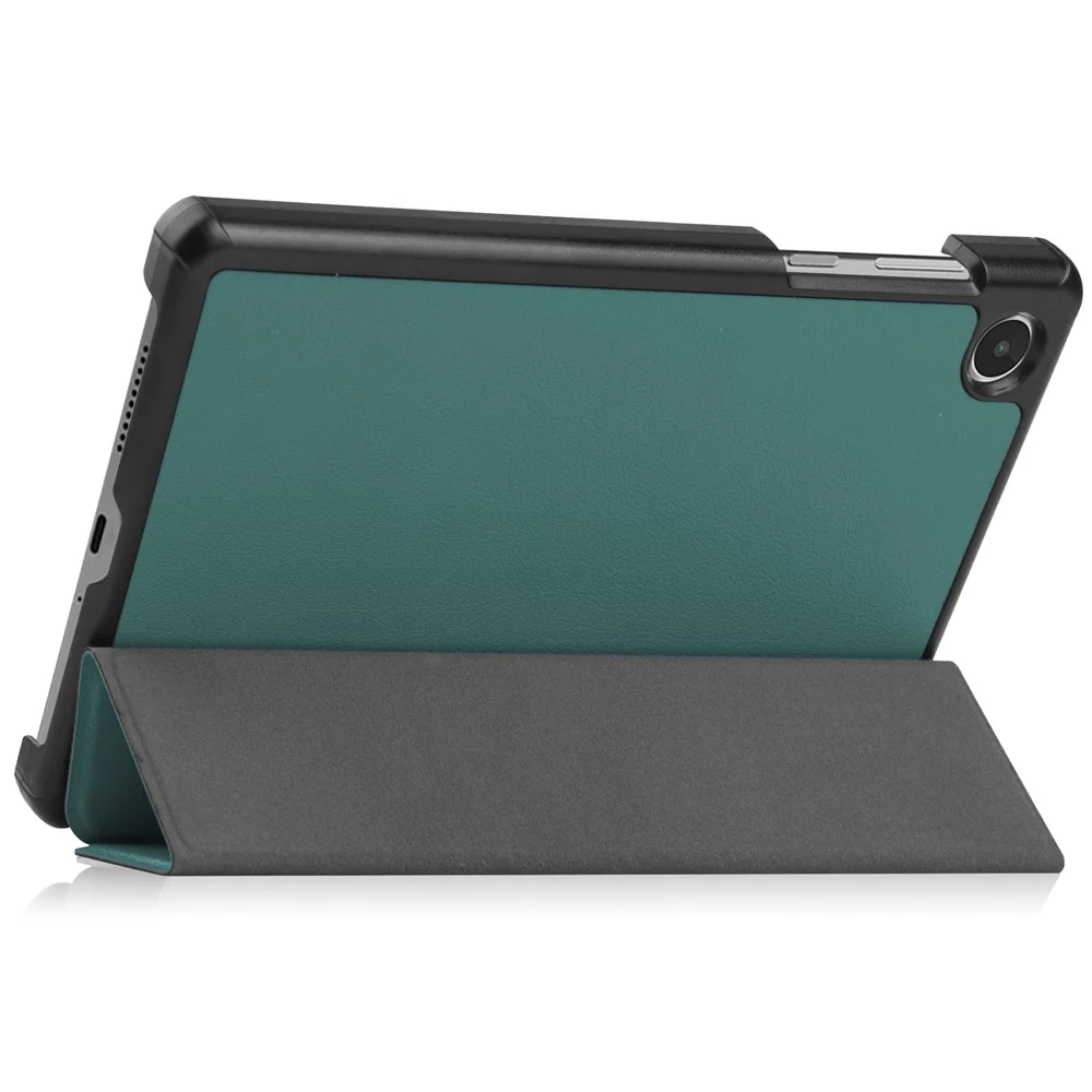 PU Leather Tablet Case for Lenovo Tab M8 (4th Gen) 2024 TB-301XU / M8 (4th Gen) 2023 TB-300FU Tri-Fold Stand Protective Tablet Cover - Blackish Green - Image 4