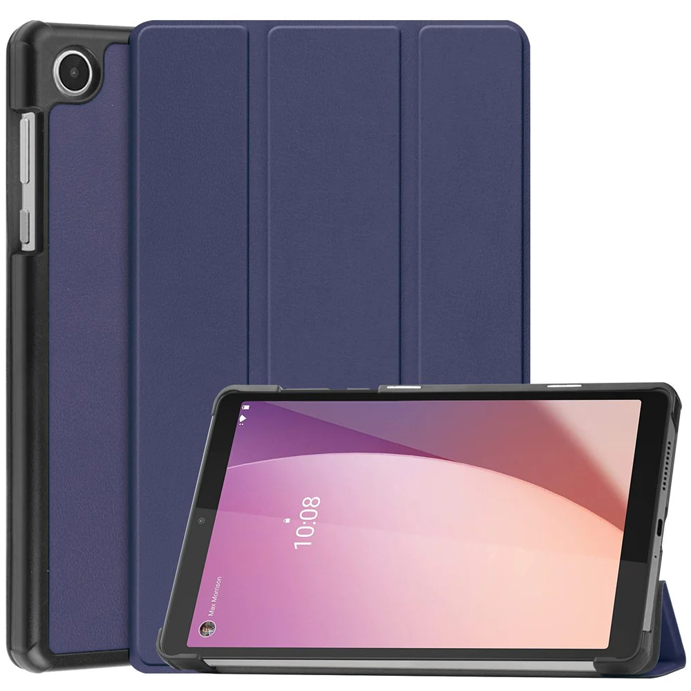 PU Leather Tablet Case for Lenovo Tab M8 (4th Gen) 2024 TB-301XU / M8 (4th Gen) 2023 TB-300FU Tri-Fold Stand Protective Tablet Cover - Blue