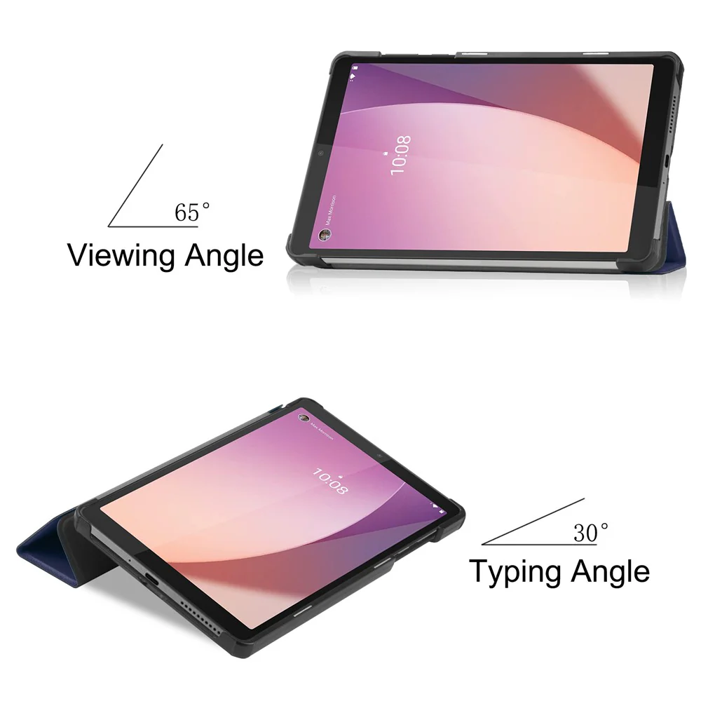 PU Leather Tablet Case for Lenovo Tab M8 (4th Gen) 2024 TB-301XU / M8 (4th Gen) 2023 TB-300FU Tri-Fold Stand Protective Tablet Cover - Blue - Image 5
