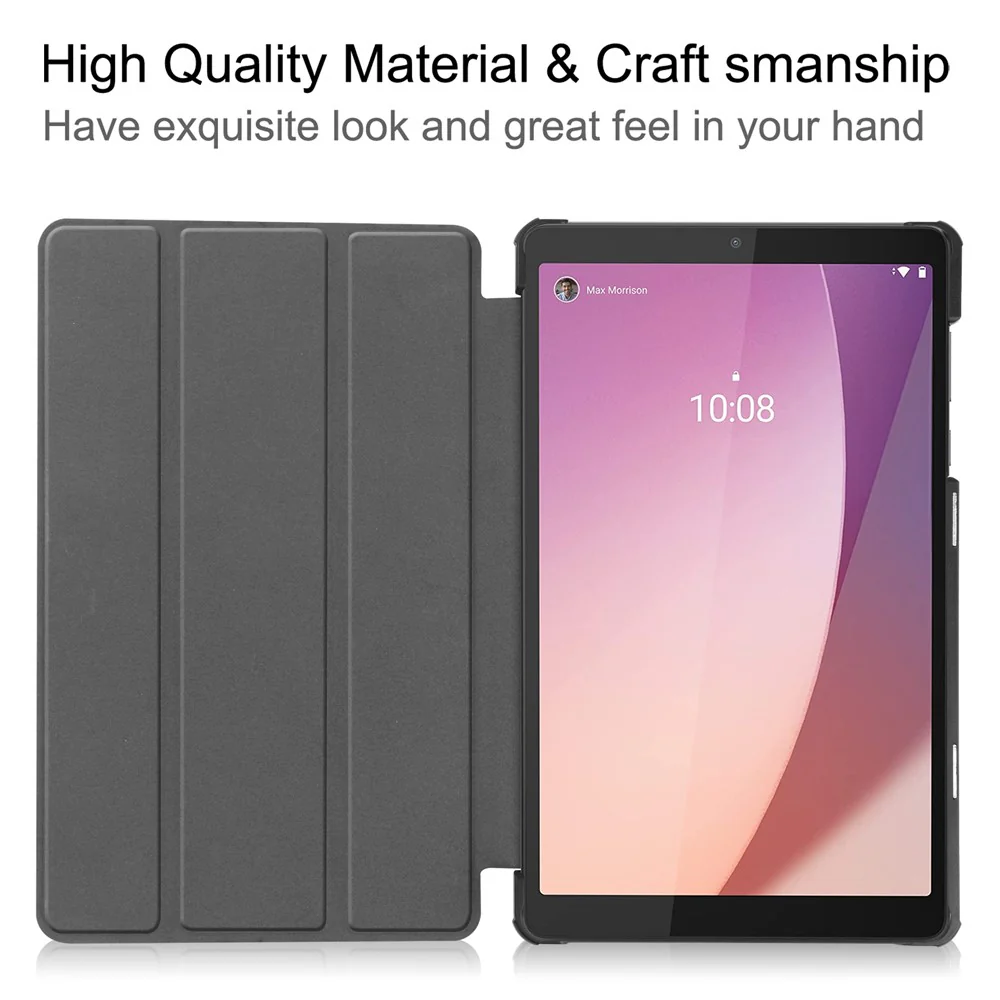 PU Leather Tablet Case for Lenovo Tab M8 (4th Gen) 2024 TB-301XU / M8 (4th Gen) 2023 TB-300FU Tri-Fold Stand Protective Tablet Cover - Grey - Image 2
