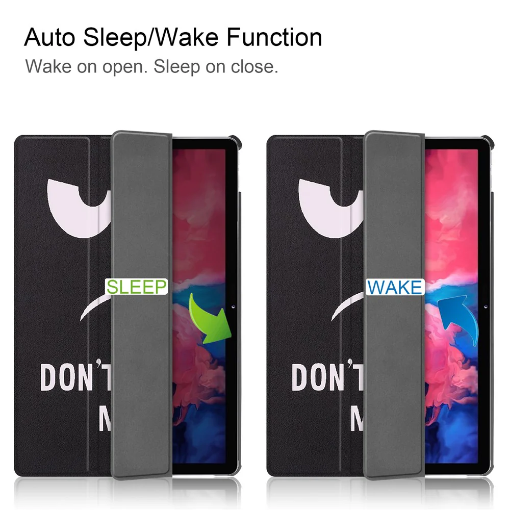 PU Leather Tri-Fold Stand Tablet Case with Dustproof Pattern Printing for Lenovo Tab P11 TB-J606F - Angry Face - Image 2