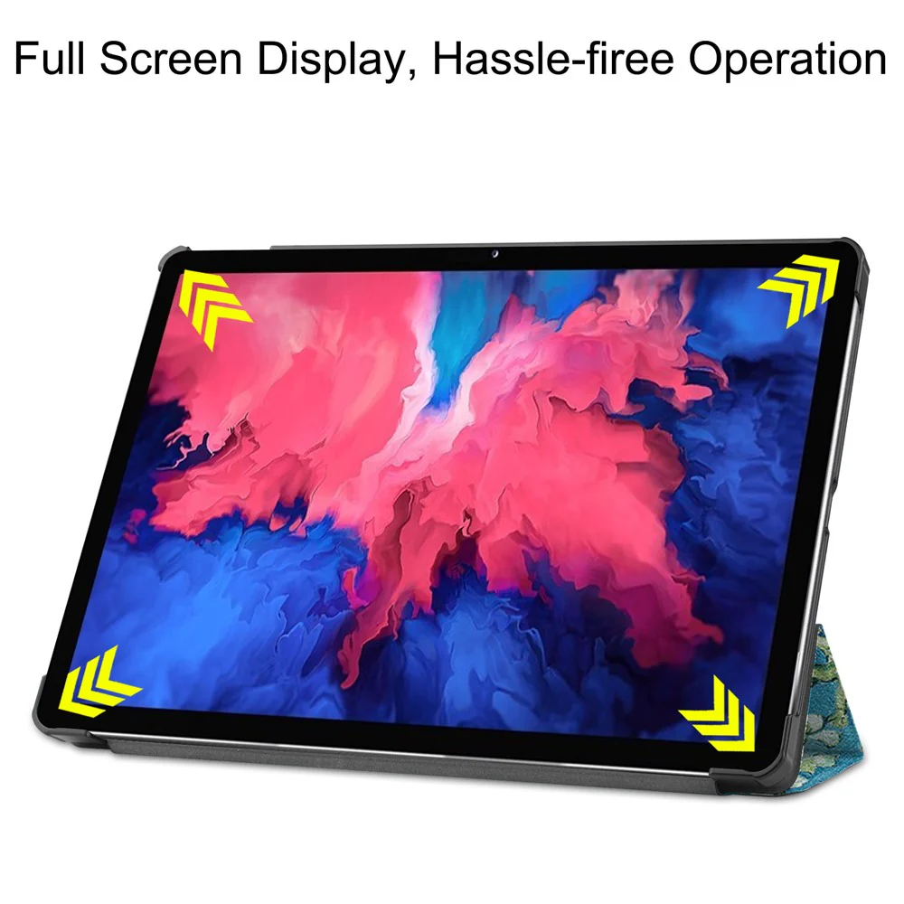 PU Leather Tri-Fold Stand Tablet Case with Dustproof Pattern Printing for Lenovo Tab P11 TB-J606F - Beautiful Flower - Image 4