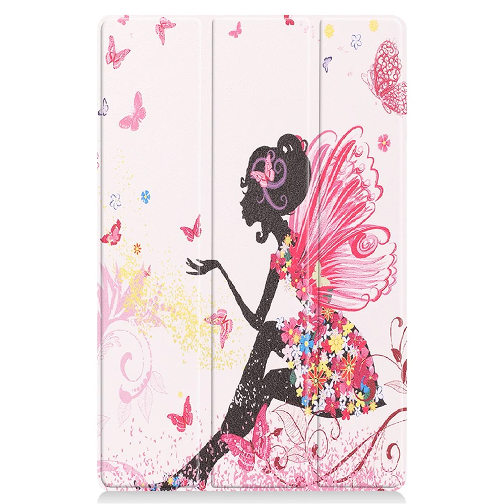 PU Leather Tri-Fold Stand Tablet Case with Dustproof Pattern Printing for Lenovo Tab P11 TB-J606F - Beauty - Image 8