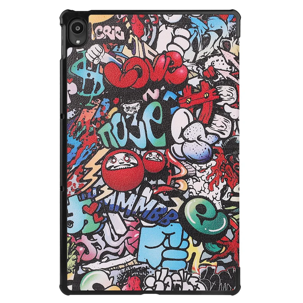 PU Leather Tri-Fold Stand Tablet Case with Dustproof Pattern Printing for Lenovo Tab P11 TB-J606F - Special Pattern - Image 7