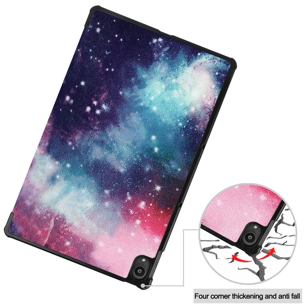 PU Leather Tri-Fold Stand Tablet Case with Dustproof Pattern Printing for Lenovo Tab P11 TB-J606F - Starry Sky - Image 6