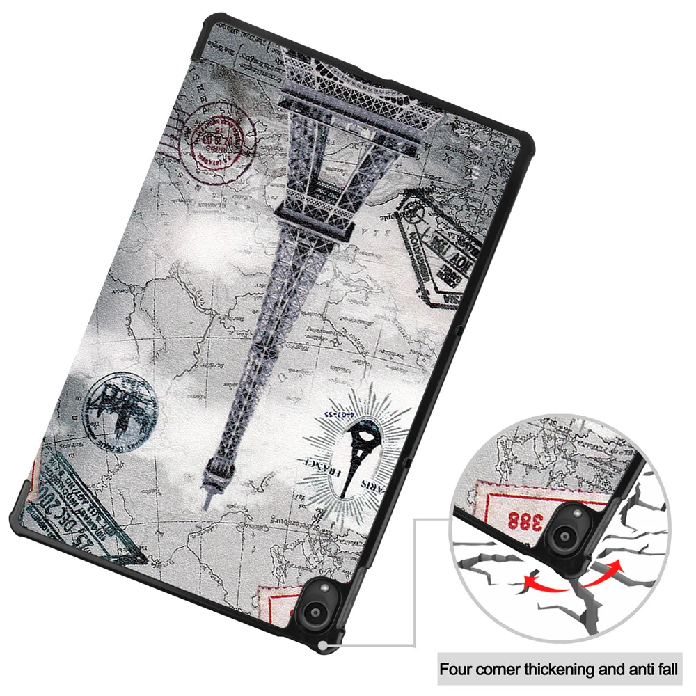 PU Leather Tri-Fold Stand Tablet Case with Dustproof Pattern Printing for Lenovo Tab P11 TB-J606F - Tower - Image 6
