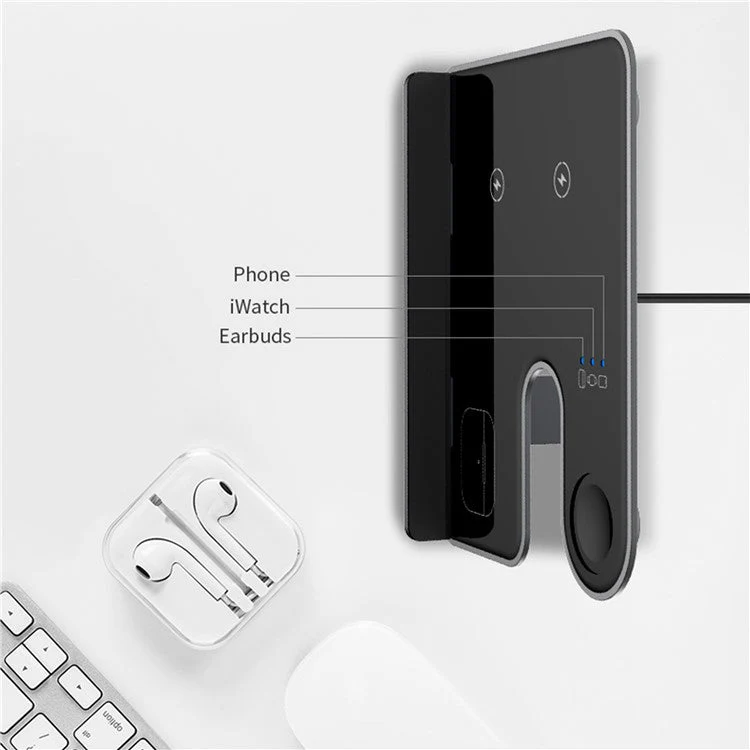 Q10C 3-in-1 15W Wireless Charger Phone Watch Earphone Charging Stand with Removable Bracket - White - Image 6