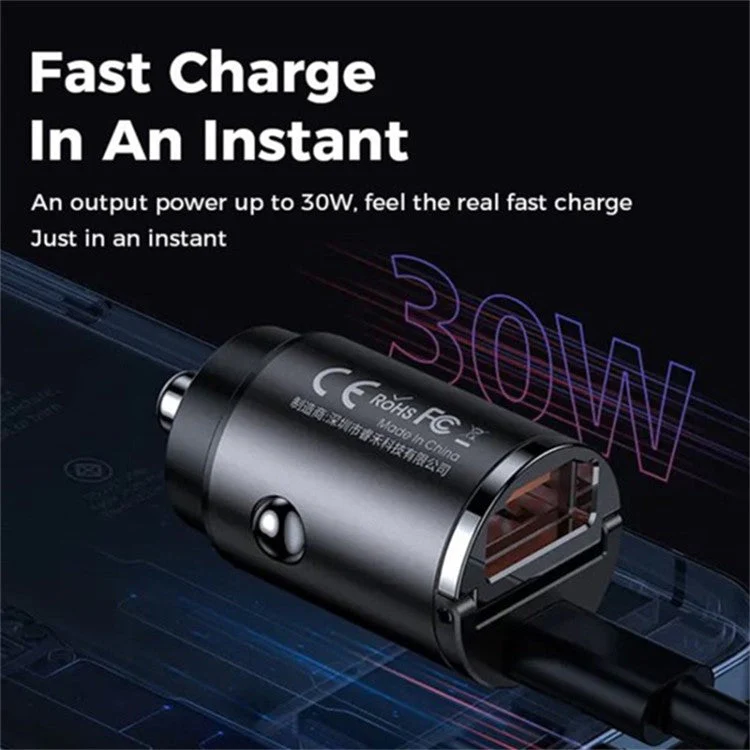 REMAX RCC332 Tanya Pro Series Dual Type-C Car Charger PD 30W Fast Charging Adapter with Mini Ring Handle - Tarnish - Image 2