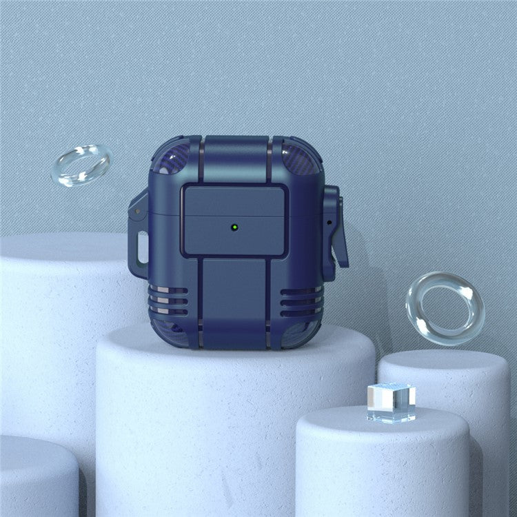 Robot Shape TPU Anti-drop Earbuds Case Protector Scratch Resistant Portable Earphone Charging Case Cover with Strap for AirPods 1/2 - Blue - Image 2