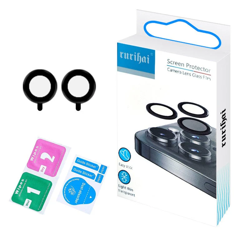 RURIHAI 2Pcs For iPad Air 11 (2024) Camera Lens Protector Metal Ring CSG Glass AR Clear Lens Film - Black - Image 5