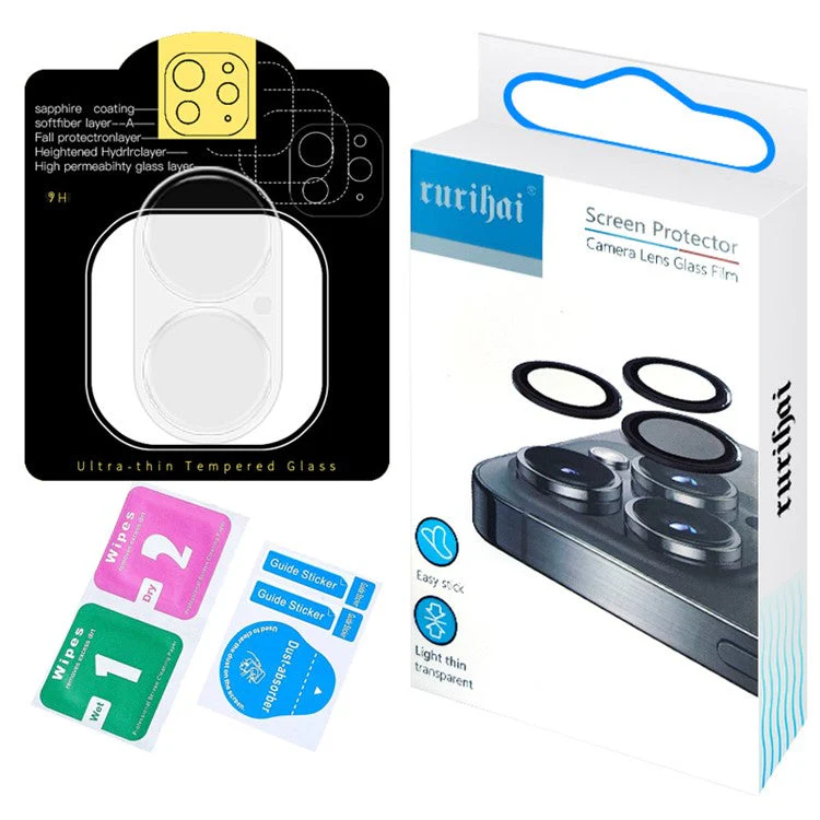 RURIHAI For iPhone 16 Plus / 16 3D Camera Lens Protector High Aluminum-Silicon Glass - Image 4