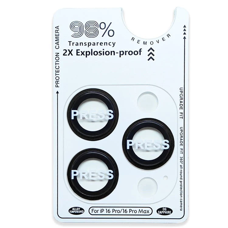 RURIHAI For iPhone 16 Pro / 16 Pro Max Tempered Glass AR Camera Lens Protector with Titanium Alloy Ring - Black - Image 4