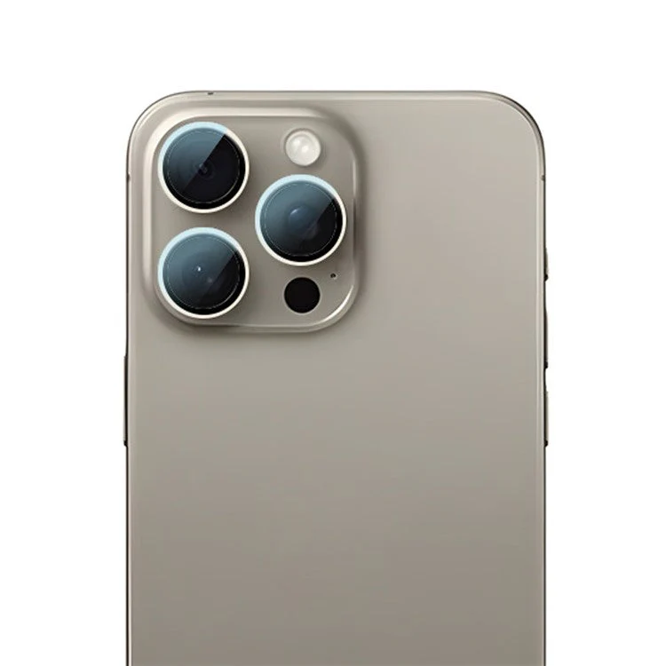 RURIHAI For iPhone 16 Pro  /  16 Pro Max Tempered Glass AR Camera Lens Protector with Titanium Alloy Ring - Titanium Grey - Image 2