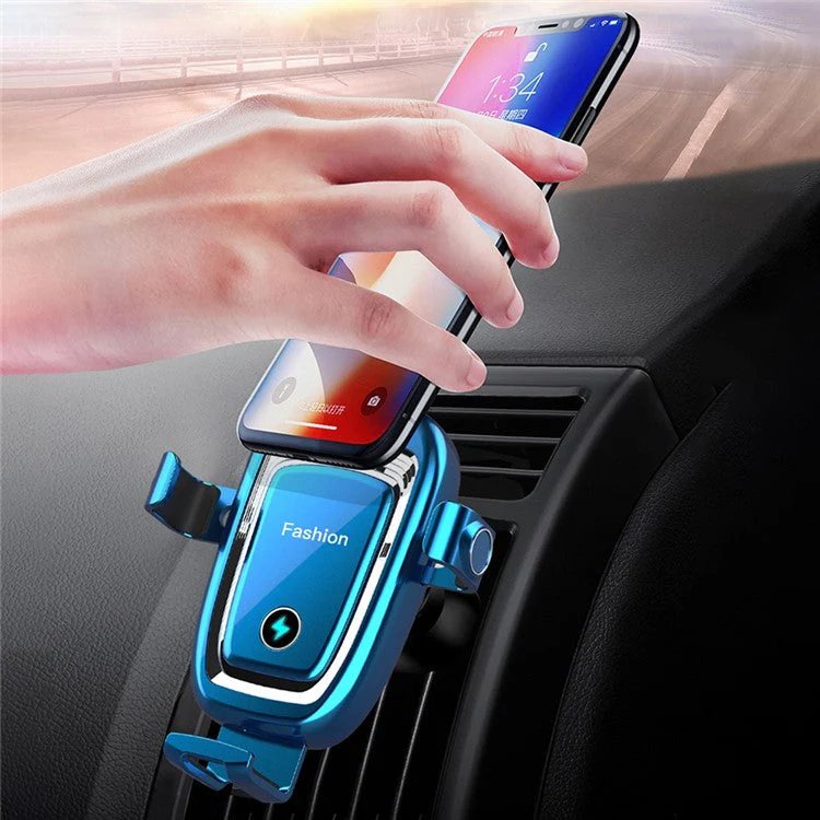 S19 15W Wireless Phone Charger Car Air Vent Holder Mount Gravity Sensing Auto Clamping Phone Stand Holder Qi Wireless Fast Charger - Black - Image 3