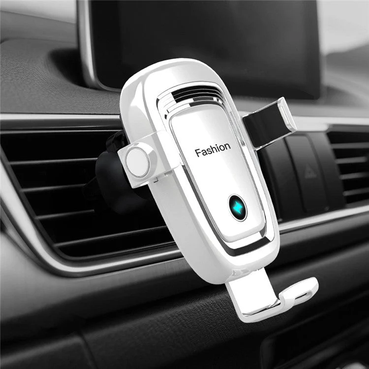 S19 15W Wireless Phone Charger Car Air Vent Holder Mount Gravity Sensing Auto Clamping Phone Stand Holder Qi Wireless Fast Charger - White - Image 2