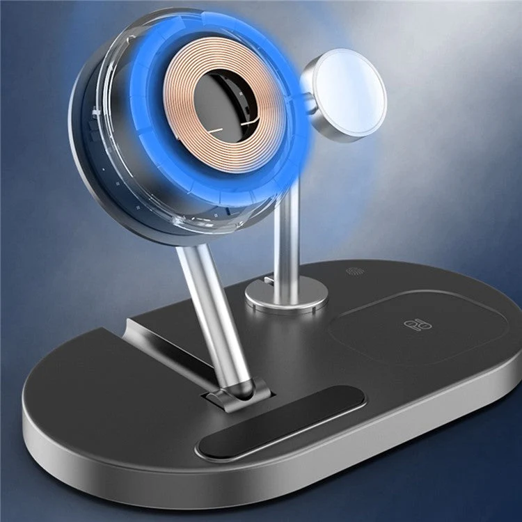 S20 Desktop Wireless Charging Stand Multifunction Folding Magnetic Charger for iPhone / iWatch / AirPods - White - Image 7