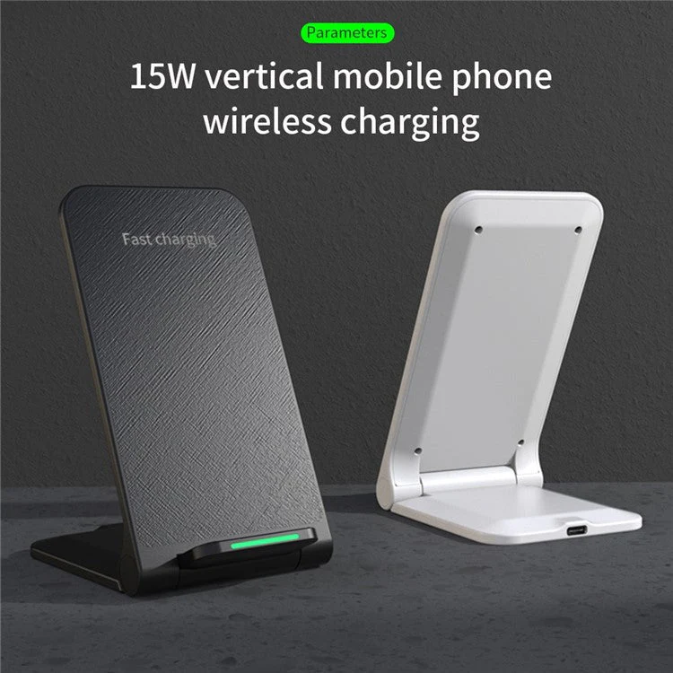 S25 Foldable 15W Wireless Charger Cellphone Stand Fast Charging Dock for iPhone Android Phone - Black - Image 7