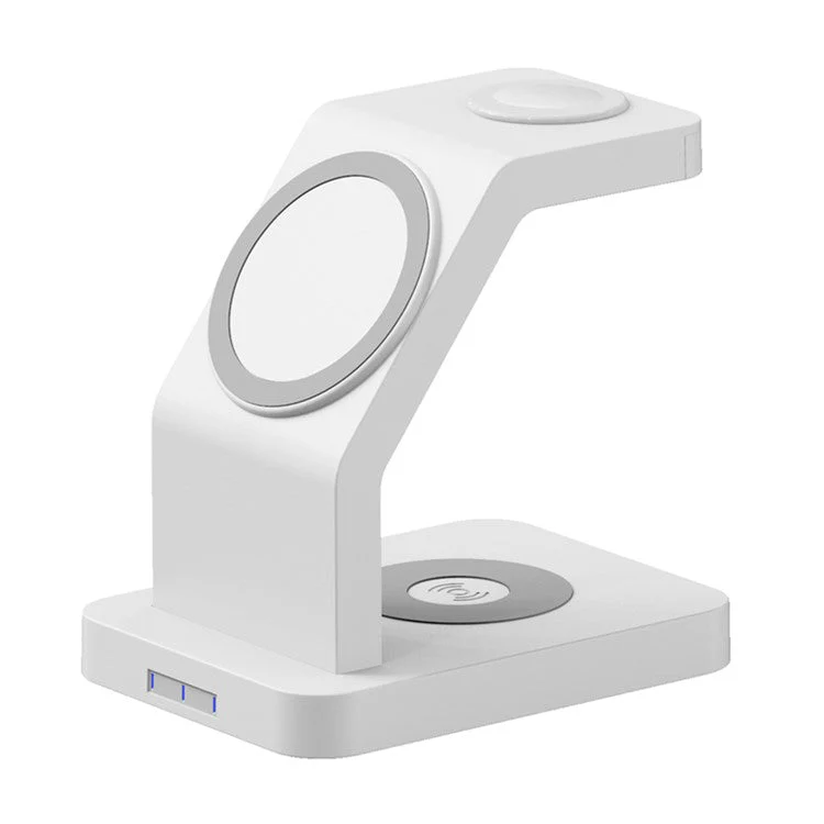 S6 For iPhone / AirPods / Apple Watch 3-in-1 15W Magnetic Wireless Charging Station Desktop Bracket - White - Image 2