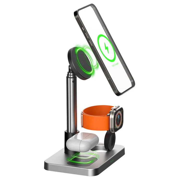 S6 Phone Watch Earphone 3-in-1 Charging Stand Foldable Desktop Magnetic Wireless Charger - Image 3