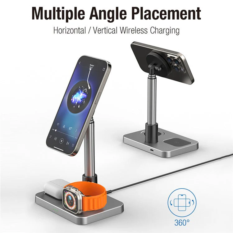 S6 Phone Watch Earphone 3-in-1 Charging Stand Foldable Desktop Magnetic Wireless Charger - Image 8