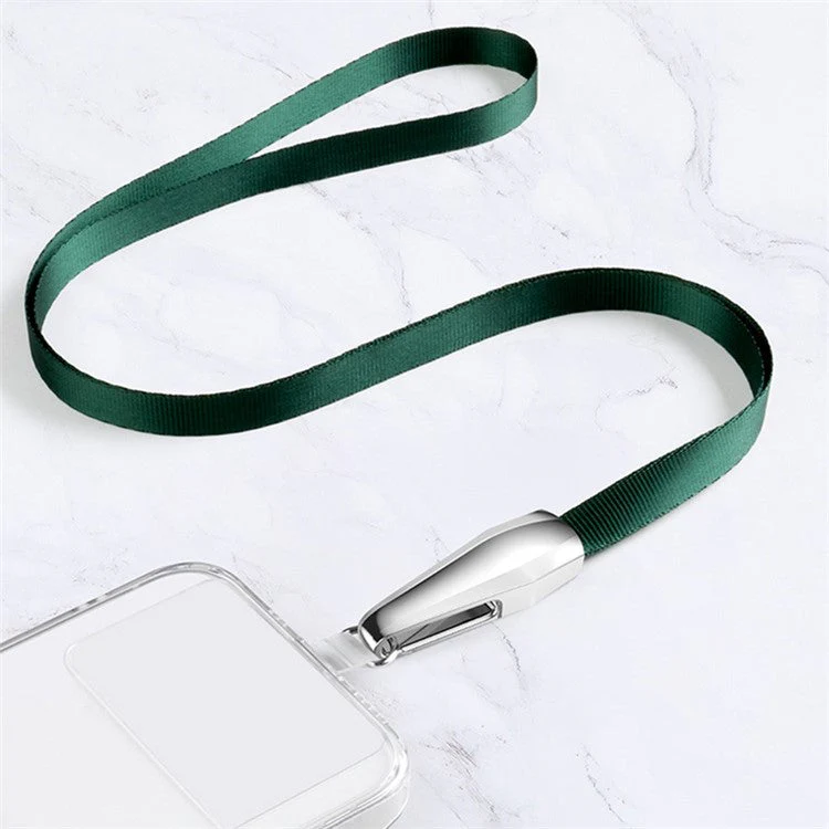 SAXSION Woven Rope Neck Strap Metal High-speed Rail Design Hook Anti-lost Phone Lanyard with Transparent TPU Patch - Blackish Green - Image 2