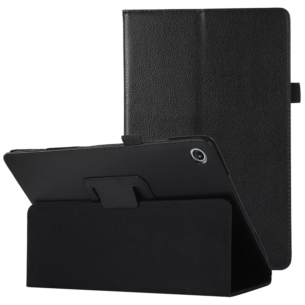 Shockproof Case for Lenovo Tab M10 Plus (3rd Gen) / Xiaoxin Pad 2022 10.6 inch Litchi Texture PU Leather Folio Flip Cover Folding Stand Tablet Case - Black
