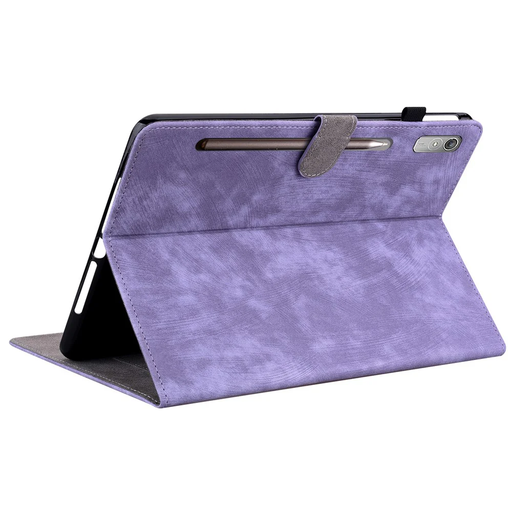 Shockproof Case for Lenovo Tab P11 Pro Gen 2 PU Leather Stand Case Cute Tiger Pattern Flip Cover with Card Holder - Purple - Image 4