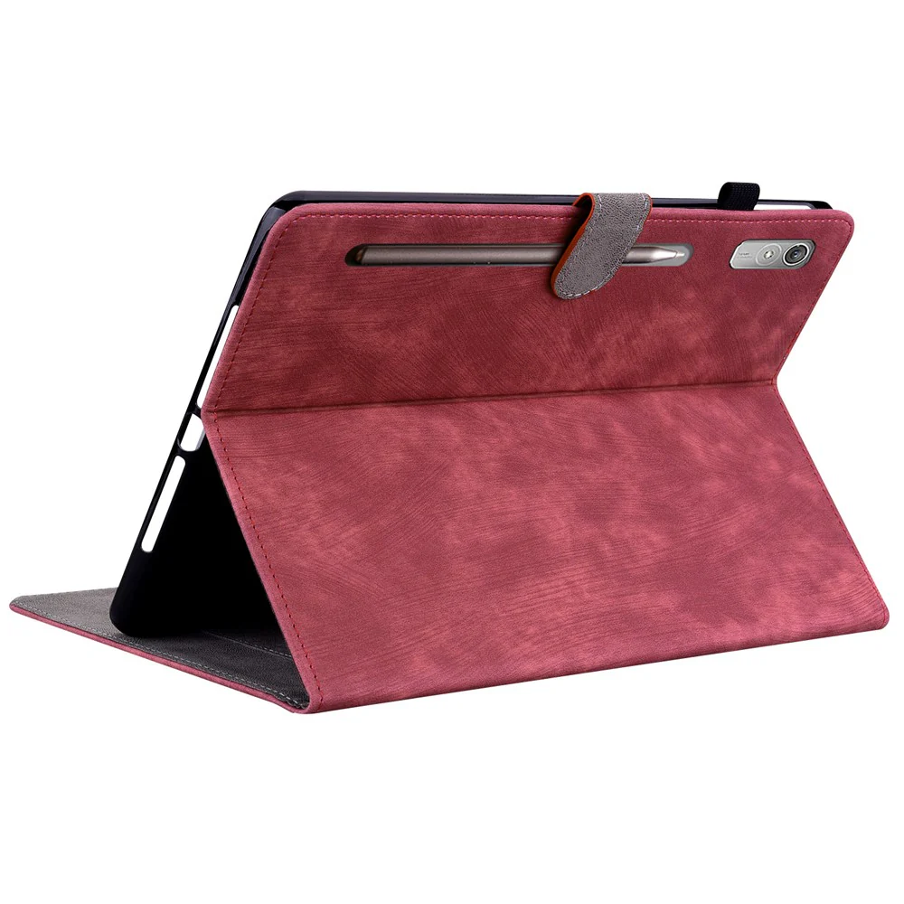 Shockproof Case for Lenovo Tab P11 Pro Gen 2 PU Leather Stand Case Cute Tiger Pattern Flip Cover with Card Holder - Red - Image 4