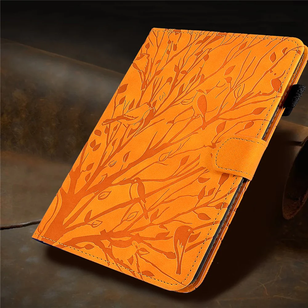 Shockproof Leather Cover for Lenovo Tab M10 Plus TB-X606F Tree Imprinted Tablet Case with Card Slot - Khaki - Image 8
