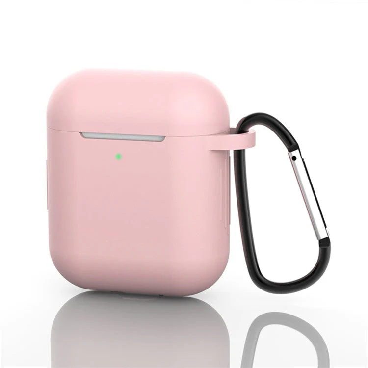 Silicone Protective Case with Buckle for AirPods with Charging Case (2016)/with Charging Case (2019) - Light Pink - Image 2
