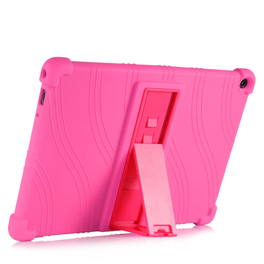 Silicone Tablet Cover Case with Slide-Out Kickstand Design for Lenovo M10 FHD REL X605FC - Rose - Image 3