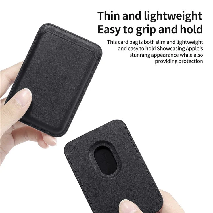Single Ring Magnetic Card Holder for iPhone 12-16 Series PU Leather Slim Attachment - Black - Image 7