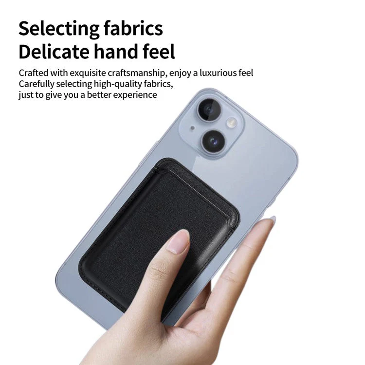 Single Ring Magnetic Card Holder for iPhone 12-16 Series PU Leather Slim Attachment - Dark Blue - Image 6