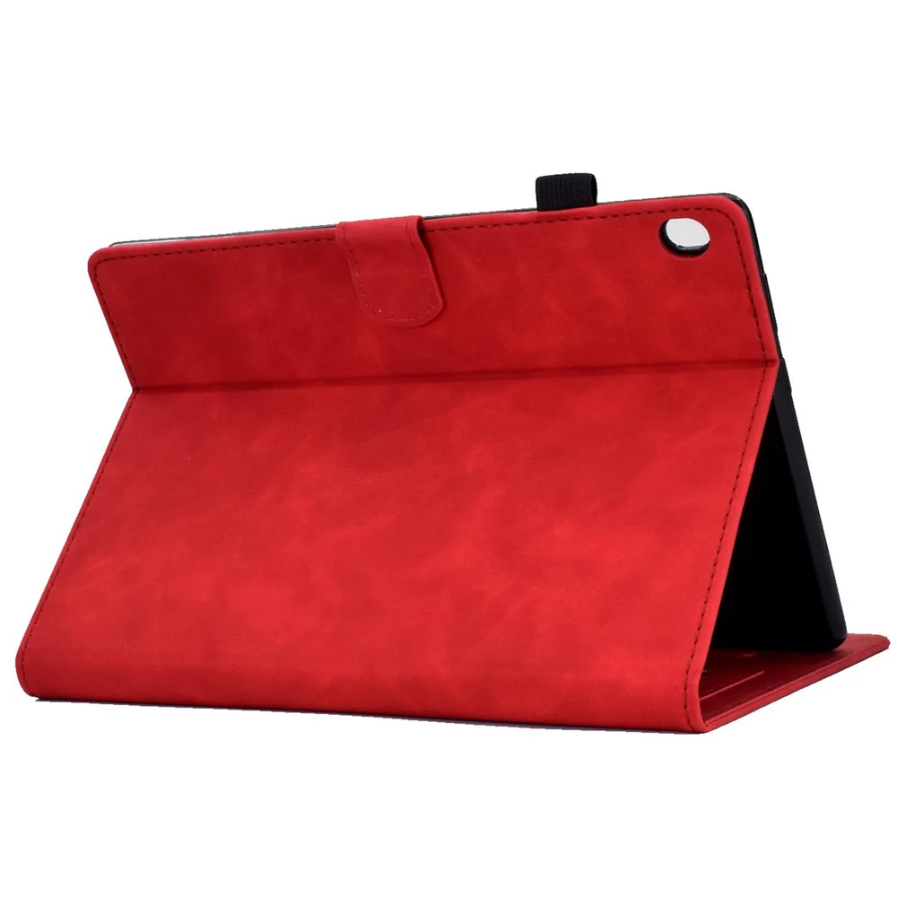 Smart Tablet Leather Case for Lenovo Tab M10 TB-X605F, Anti-scratch Imprinted Pattern Auto Sleep / Wake Up Cover with Card Slots - Red - Image 4