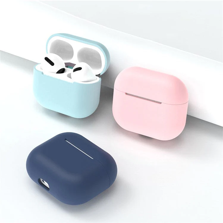 Solid Color Wireless Earphone Charging Case Cover Silicone Protective Sleeve for AirPods 3 - Green - Image 3