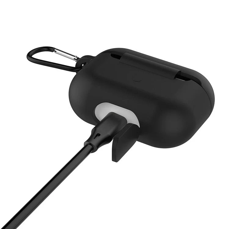 Solid Color Wireless Earphone Silicone Protective Case Cover for Airpods Pro - Black - Image 2