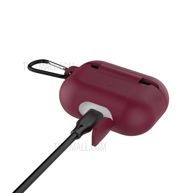 Solid Color Wireless Earphone Silicone Protective Case Cover for Airpods Pro - Wine Red - Image 2