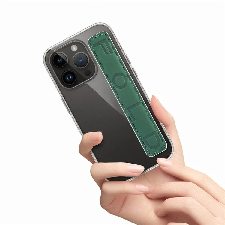 SP-03 PU Leather Phone Back Wrist Band Anti-Loss Adhesive Strap - Dark Green - Image 2