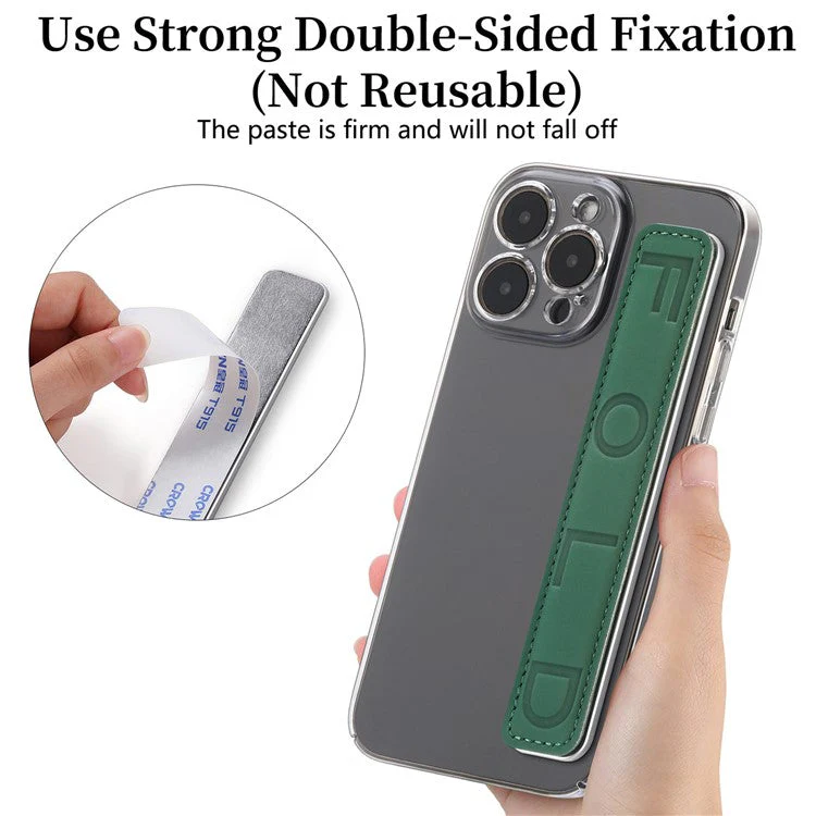 SP-03 PU Leather Phone Back Wrist Band Anti-Loss Adhesive Strap - Dark Green - Image 3