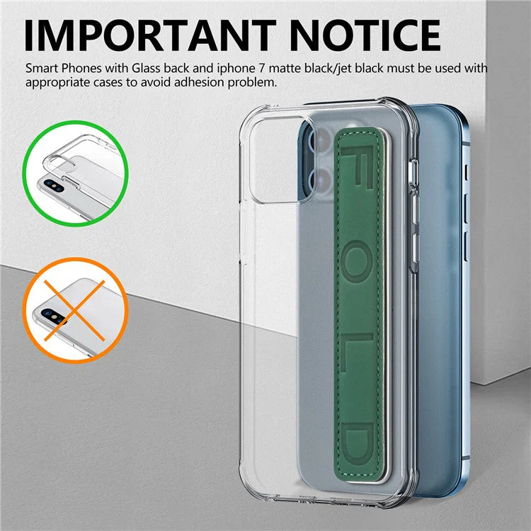 SP-03 PU Leather Phone Back Wrist Band Anti-Loss Adhesive Strap - Dark Green - Image 5