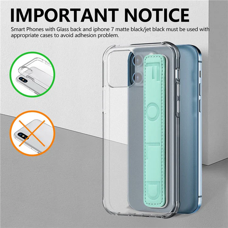 SP-03 PU Leather Phone Back Wrist Band Anti-Loss Adhesive Strap - Light Green - Image 5