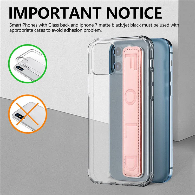 SP-03 PU Leather Phone Back Wrist Band Anti-Loss Adhesive Strap - Pink - Image 5