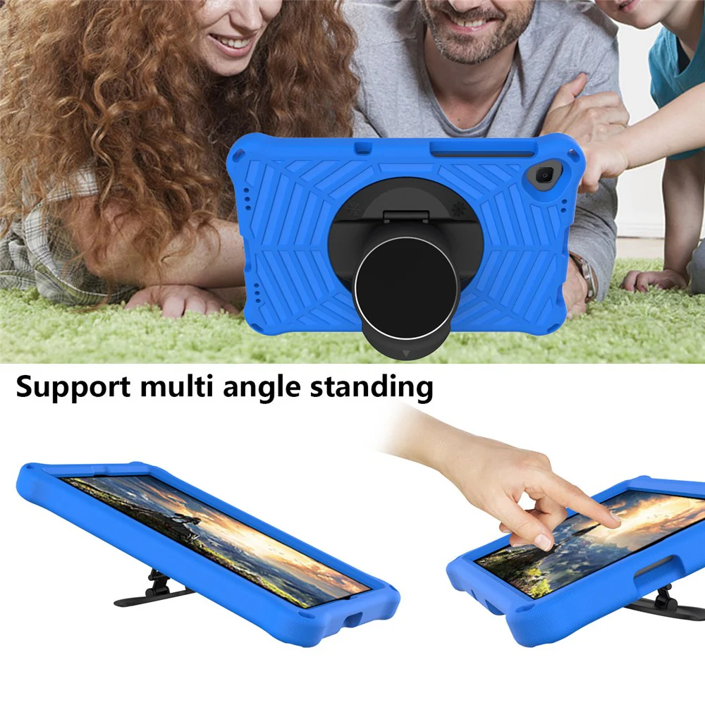 Spider Web Texture Anti-Drop Shockproof Tablet Case Kickstand EVA Cover with Shoulder Strap for Lenovo M10 FHD Plus/2nd Gen TB-X606 10.3-inch - Blue - Image 5