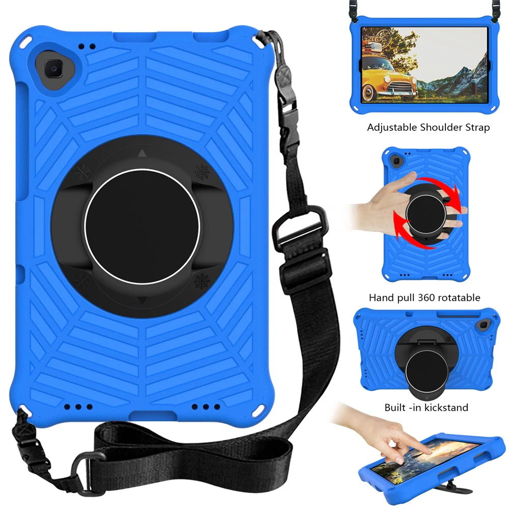 Spider Web Texture Anti-Drop Shockproof Tablet Case Kickstand EVA Cover with Shoulder Strap for Lenovo M10 FHD Plus/2nd Gen TB-X606 10.3-inch - Blue - Image 7