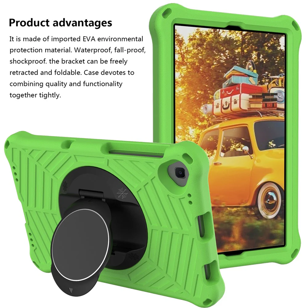 Spider Web Texture Anti-Drop Shockproof Tablet Case Kickstand EVA Cover with Shoulder Strap for Lenovo M10 FHD Plus/2nd Gen TB-X606 10.3-inch - Green - Image 3