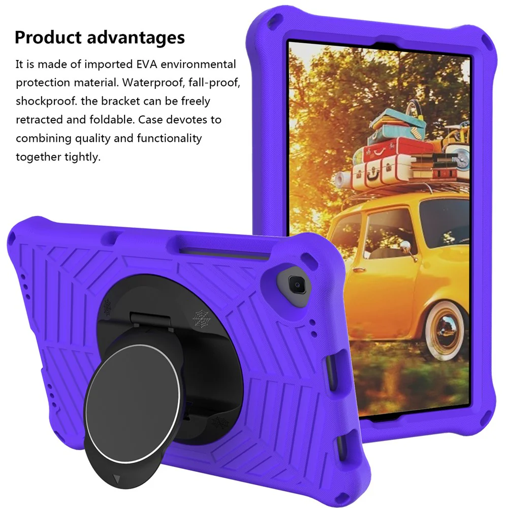 Spider Web Texture Anti-Drop Shockproof Tablet Case Kickstand EVA Cover with Shoulder Strap for Lenovo M10 FHD Plus/2nd Gen TB-X606 10.3-inch - Purple - Image 3
